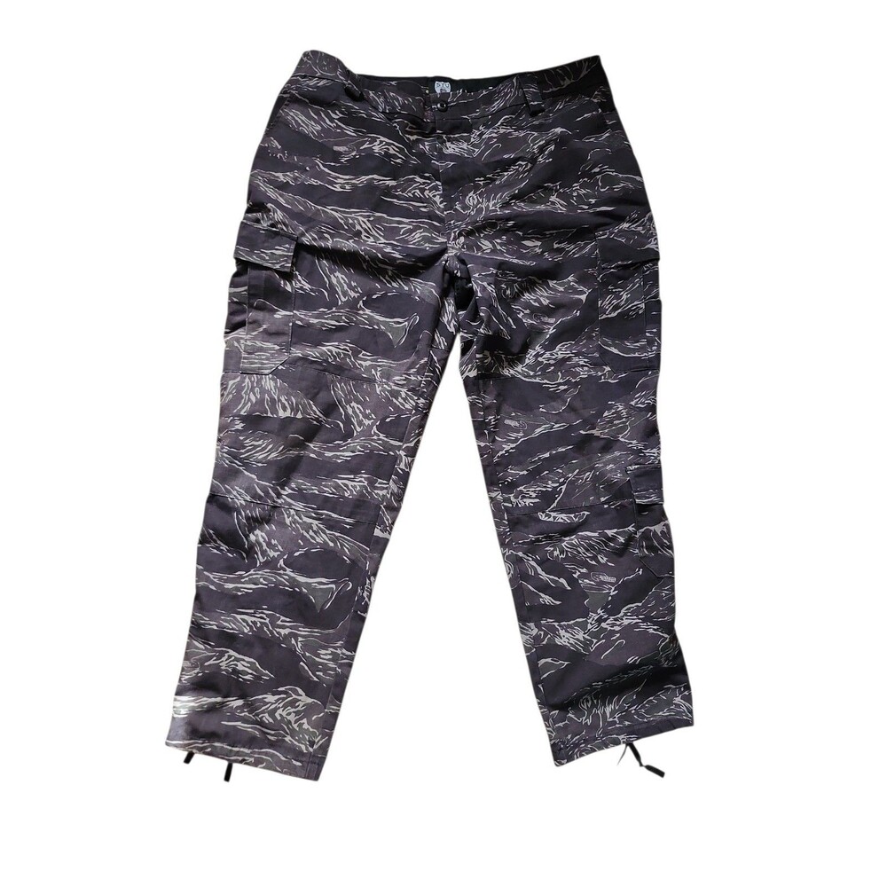 STU By Tru Spec Tactical Tech Cargo Pants Mens XXL Brown Tiger Stripe Camo SWAT